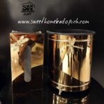 تصویر ست سطل و جا دستمال کاغذی فلزی مدل سنجاقک طلایی