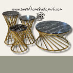 تصویر میز عسلی پایه فلزی کد 3 طلایی صفحه های گلاس