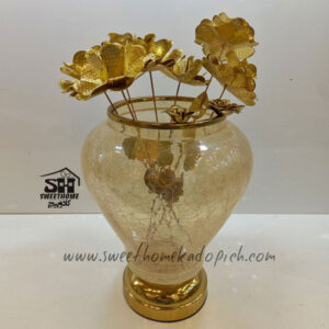 تصویر گلدان شیشه ای پایه فلزی کد 1