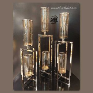 تصویر شمعدان رومیزی فلزی دو طبقه