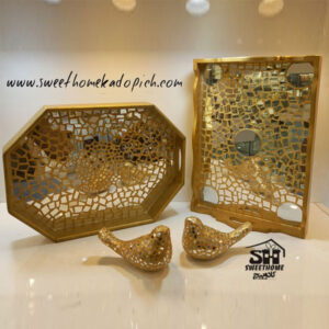 تصویر سینی آینه کاری طلایی