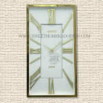 تصویر ساعت دیواری ارتمیس مدل مستطیل طلایی صفحه سفید