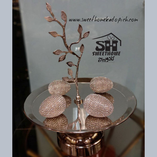 تصویر شیرینی خوری فلزی گل دار یک طبقه نقره ای 1