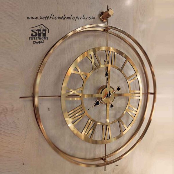 تصویر ساعت دیواری فلزی دو رینگ طلایی 1