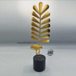 تصویر جاشمعی مدل برگ زمردی فلزی طلایی 1