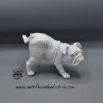 تصویر دکوری مجسمه سگ بولداگ سفید 1