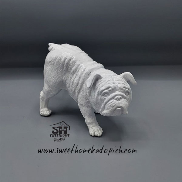 تصویر دکوری مجسمه سگ بولداگ سفید