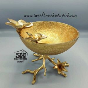 تصویر آجیل خوری آلومینیومی مدل ریشه گل طلایی