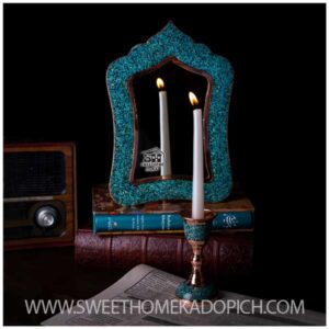 تصویر شمعدان رومیزی فیروزه کوبی کوچک