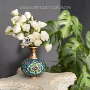 تصویر گلدان رومیزی مس و پرداز مدل اناری