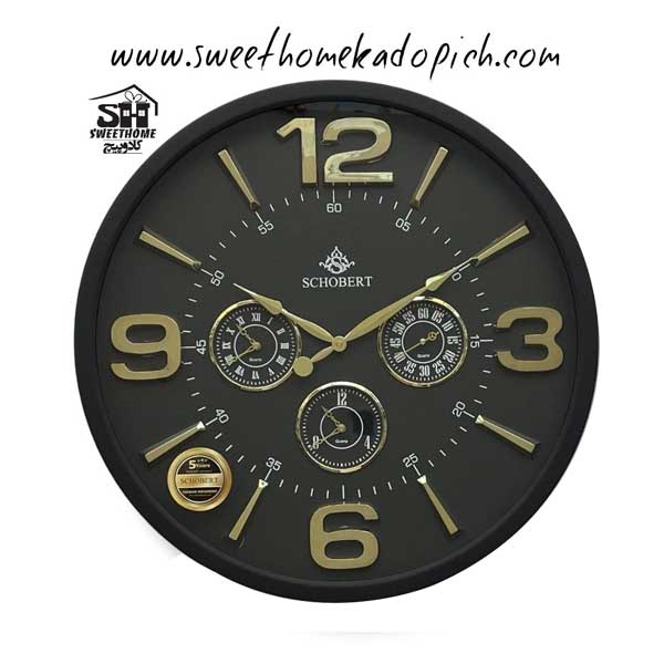 تصویر ساعت دیواری شوبرت مشکی-طلایی مدل 2