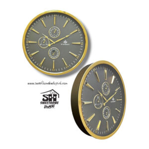 تصویر ساعت دیواری فلزی شوبرت طلایی بدون عدد