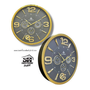تصویر ساعت دیواری فلزی شوبرت طلایی عدد دار