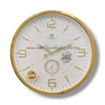 تصویر ساعت دیواری فلزی شوبرت طلایی صفحه سفید