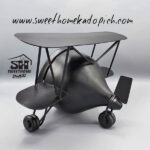 تصویر ساعت رومیزی مدل هواپیما فلزی مشکی