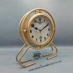 تصویر ساعت رومیزی مدرن فلزی طلایی