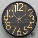 تصویر ساعت دیواری دلوکس 707 فلزی عدد طلایی
