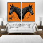تصویر تابلو دیواری مدل شاین اسب نارنجی