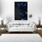 تصویر تابلو دیواری مدل شاین گل آبی