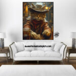 تصویر تابلو دیواری مدل شاین گربه کابویی
