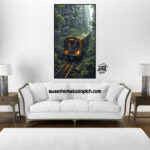 تصویر تابلو دیواری مدل شاین قطار در جنگل