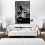 تصویر تابلو دیواری مدل شاین گیتار سیاه سفید