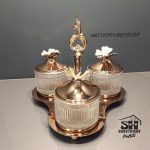 تصویر استند شکلات خوری 3 تایی شیشه فلزی